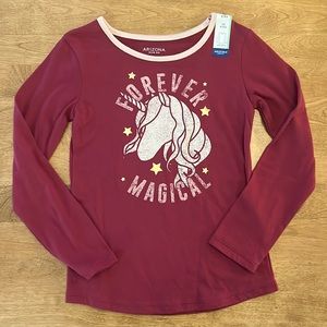 NWT LS Unicorn Maroon Girls XS 6 6X